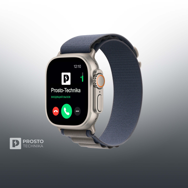 Часы Apple Watch Ultra 2, 49 мм, титан светлого цвета, ремешок Alpine синего цвета (2023) Size L
